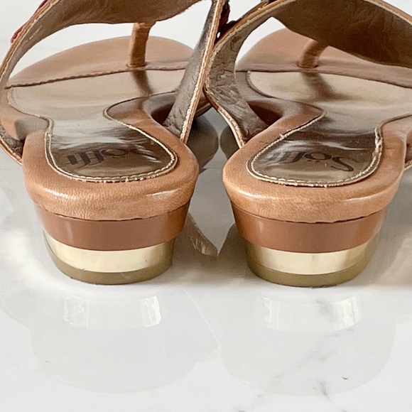 Sofft tan leather thong sandal with multi-color detail 7.5 - Picture 4 of 10